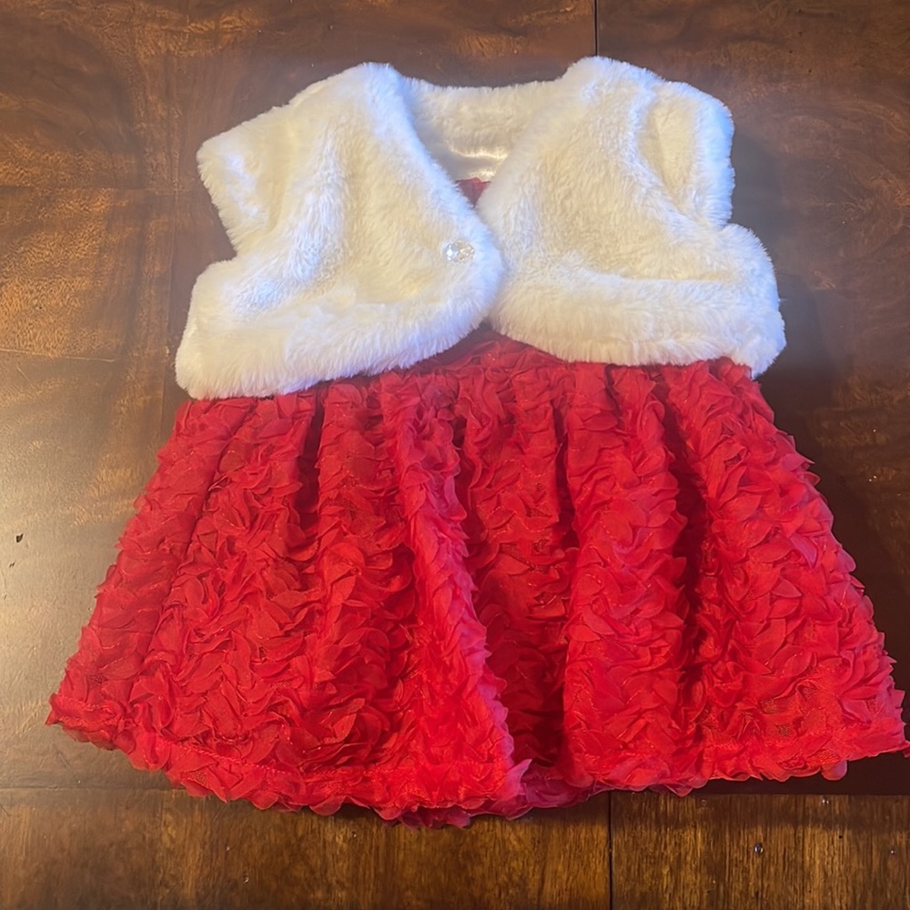 Baby Cat & Jack Red Dress w/white jacket & red undie cover